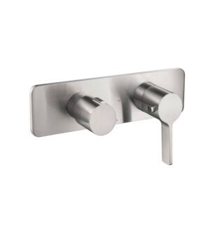 Flusso 260.2717BN 3/4" Horizontal Thermostatic Shower Valve And Trim With 2 Outputs in Brushed Nickel PVD