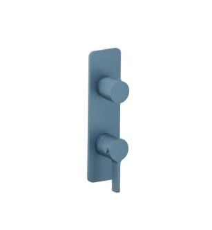 Flusso 260.2720BP 3/4" Horizontal Thermostatic Shower Valve And Trim With 1 Output in Blue Platinum