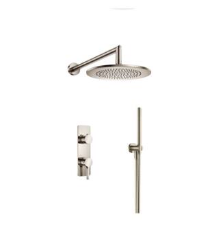 Flusso 260.7250PN Two Output Shower Set With Shower Head And Hand Held in Polished Nickel PVD