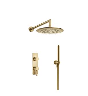 Flusso 260.7250SB Two Output Shower Set With Shower Head And Hand Held in Satin Brass PVD