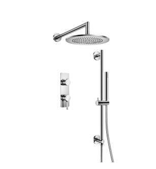 Flusso 260.7350CP Two Output Shower Set With Shower Head, Hand Held And Slide Bar in Chrome