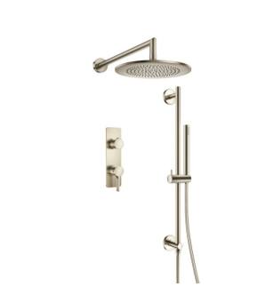 Flusso 260.7350BN Two Output Shower Set With Shower Head, Hand Held And Slide Bar in Brushed Nickel PVD