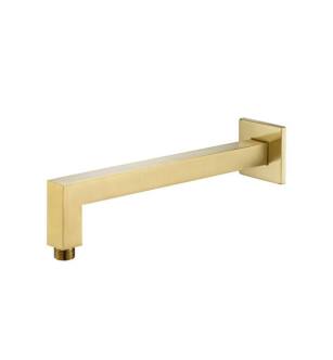 Flusso HS1001SASB 12" Wall Mount Square Shower Arm With Flange in Satin Brass PVD