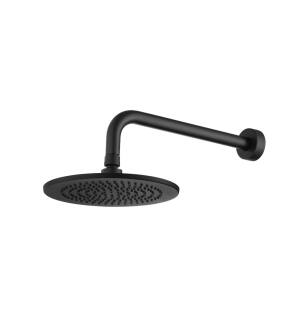 Flusso HS1002WMB 8" Solid Brass Rainhead With 12" Wall Mount Shower Arm in Matte Black