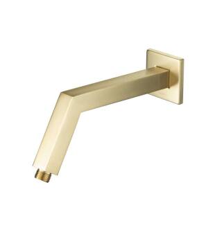 Flusso HS1025SB 10" Square Shower Arm With Flange With Flange in Satin Brass PVD