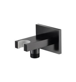 Flusso HS8006MB Wall Elbow With Holder Combo in Matte Black