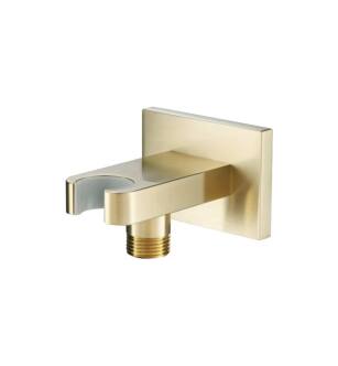 Flusso HS8007SB Wall Elbow With Holder Combo in Satin Brass PVD