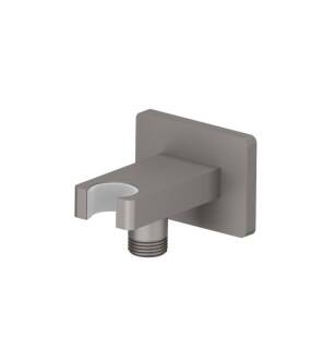 Flusso HS8007SG Wall Elbow With Holder Combo in Steel Gray