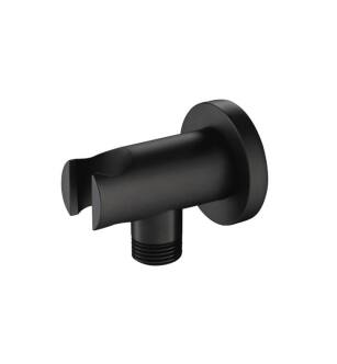 Flusso HS8008MB Wall Elbow With Holder in Matte Black