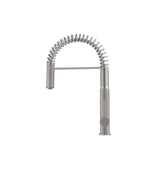 Flusso K.1230SG Dixie Semi-Professional Dual Spray Stainless Steel Kitchen Faucet With Pull Out in Steel Gray