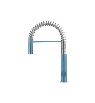 Flusso K.1230BP Dixie Semi-Professional Dual Spray Stainless Steel Kitchen Faucet With Pull Out in Blue Platinum