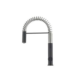 Flusso K.1230DG Dixie Semi-Professional Dual Spray Stainless Steel Kitchen Faucet With Pull Out in Dark Gray