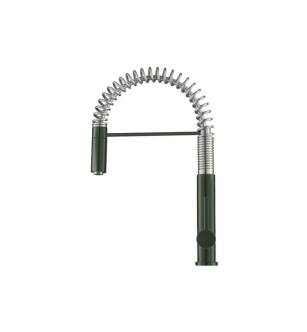 Flusso K.1230DGR Dixie Semi-Professional Dual Spray Stainless Steel Kitchen Faucet With Pull Out in Dark Green