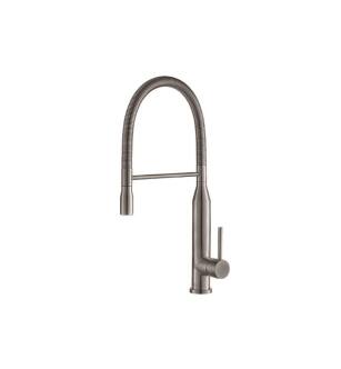 Flusso K.1260SG Glatt Semi-Professional Dual Spray Stainless Steel Kitchen Faucet With Pull Out in Steel Gray