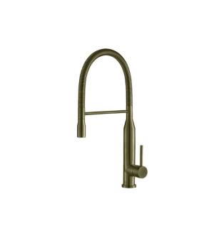Flusso K.1260AG Glatt Semi-Professional Dual Spray Stainless Steel Kitchen Faucet With Pull Out in Army Green