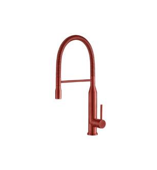 Flusso K.1260DR Glatt Semi-Professional Dual Spray Stainless Steel Kitchen Faucet With Pull Out in Deep Red