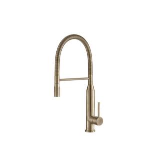Flusso K.1260LT Glatt Semi-Professional Dual Spray Stainless Steel Kitchen Faucet With Pull Out in Light Tan