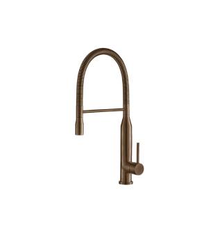 Flusso K.1260DT Glatt Semi-Professional Dual Spray Stainless Steel Kitchen Faucet With Pull Out in Dark Tan