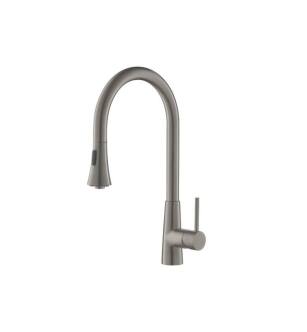 Flusso K.1290SG Zest Dual Spray Stainless Steel Kitchen Faucet With Pull Out in Steel Gray