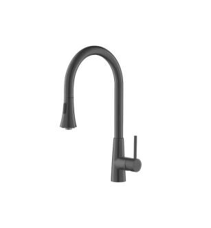 Flusso K.1290GMG Zest Dual Spray Stainless Steel Kitchen Faucet With Pull Out in Gun Metal Gray