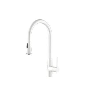 Flusso K.1290GW Zest Dual Spray Stainless Steel Kitchen Faucet With Pull Out in Gloss White