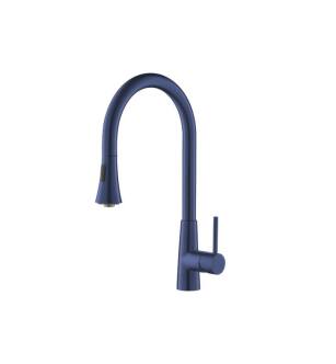 Flusso K.1290NB Zest Dual Spray Stainless Steel Kitchen Faucet With Pull Out in Navy Blue