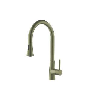 Flusso K.1290AG Zest Dual Spray Stainless Steel Kitchen Faucet With Pull Out in Army Green