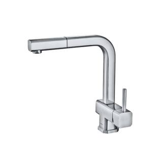 Flusso K.1300GW Cito Dual Spray Polished Steel Kitchen Faucet With Pull Out in Gloss White
