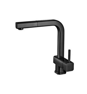 Flusso K.1300GB Cito Dual Spray Polished Steel Kitchen Faucet With Pull Out in Gloss Black