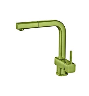 Flusso K.1300IG Cito Dual Spray Polished Steel Kitchen Faucet With Pull Out in Flusso Green