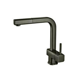 FlussoK.K.1300DGR Cito Dual Spray Polished Steel Kitchen Faucet With Pull Out in Dark Green
