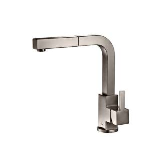 Flusso K.1330SG Deus Dual Spray Stainless Steel Kitchen Faucet With Pull Out in Steel Gray