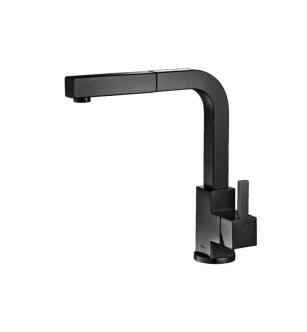 Flusso K.1330GB Deus Dual Spray Stainless Steel Kitchen Faucet With Pull Out in Gloss Black