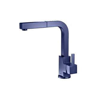 Flusso K.1330NB Deus Dual Spray Stainless Steel Kitchen Faucet With Pull Out in Navy Blue
