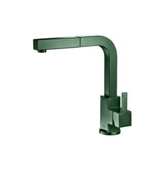 Flusso K.1330LG Deus Dual Spray Stainless Steel Kitchen Faucet With Pull Out in Leaf Green