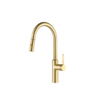 Flusso K.1360BG Ziel Dual Spray Stainless Steel Kitchen Faucet With Pull Out in Brushed Gold PVD
