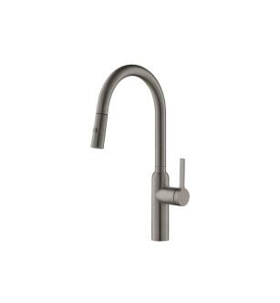 Flusso K.1360SG Ziel Dual Spray Stainless Steel Kitchen Faucet With Pull Out in Steel Gray