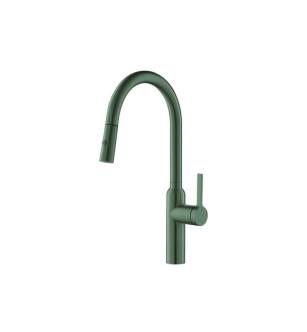 Flusso K.1360LG Ziel Dual Spray Stainless Steel Kitchen Faucet With Pull Out in Leaf Green