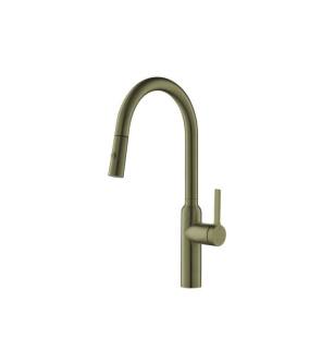 Flusso K.1360AG Ziel Dual Spray Stainless Steel Kitchen Faucet With Pull Out in Army Green