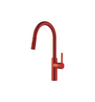 Flusso K.1360DR Ziel Dual Spray Stainless Steel Kitchen Faucet With Pull Out in Deep Red