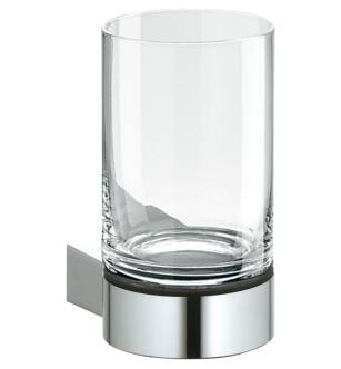 Keuco 14950019000 Plan 2 5/8" Wall Mount Crystal Glass Tumbler With Crystal Glass Type in Polished Chrome
