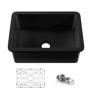 KIBI USA K2-S27MB Landis 27" Fireclay Kitchen Undermount Sink Single Bowl in Matte Black