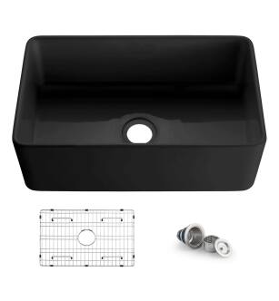 KIBI USA K2-SF30MB Pure 30" Farmhouse Kitchen Fireclay Sink in Matte Black