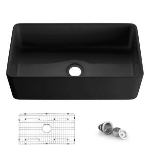 KIBI USA K2-SF33MB Pure 33" Farmhouse Kitchen Fireclay Sink in Matte Black