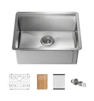 KIBI USA K3-S24T 24″ Handcrafted 316 Marine Grade Stainless Steel 16 Gauge Single Bowl Workstation Undermount Kitchen Sink