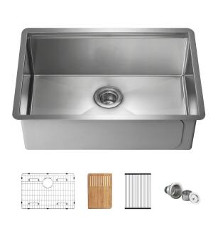 KIBI USA K3-S27T 27″ Handcrafted 316 Marine Grade Stainless Steel 16 Gauge Single Bowl Workstation Undermount Kitchen Sink