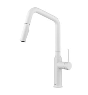 KIBI USA KKF2007MW Macon Single Handle Pull Down Kitchen Sink Faucet in Matte White