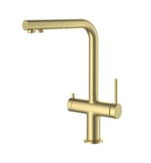 KIBI USA KFF502BG Water Filtration Pull Out Kitchen Faucet in Brushed Gold