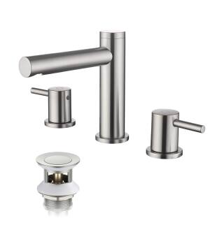 KIBI USA KBF1025BN Circular 8" Bathroom Sink Widespread Faucet with Drain Assembly in Brushed Nickel