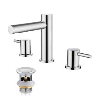 KIBI USA KBF1025CH Circular 8" Bathroom Sink Widespread Faucet with Drain Assembly in Chrome